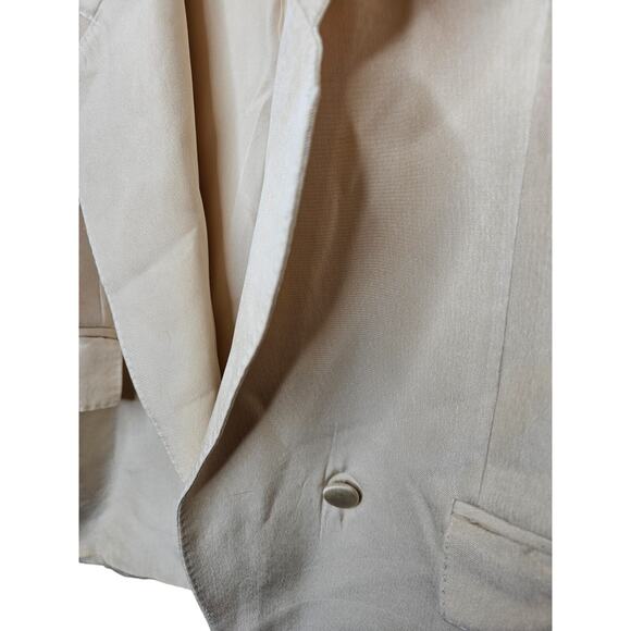 Stella McCartney Beige Blazer Jacket Women’s 36 Small 100% Silk Italy Spot Flaws - Picture 3 of 16